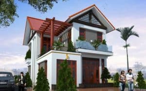Bản vẽ thiết kế biệt thự 2 tầng 100m2 phong cách mái Thái